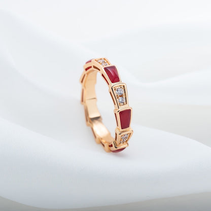[Marins]SERPENTI RING PINK GOLD CARNELIAN DIAMOND 3MM