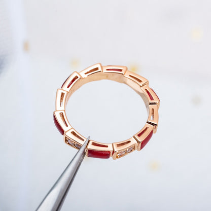 [Marins]SERPENTI RING PINK GOLD CARNELIAN DIAMOND 3MM