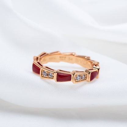 [Marins]SERPENTI RING PINK GOLD CARNELIAN DIAMOND 3MM
