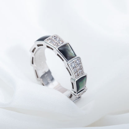 [Marins]SERPENTI RING SILVER DIAMOND BLACK MOP 4MM