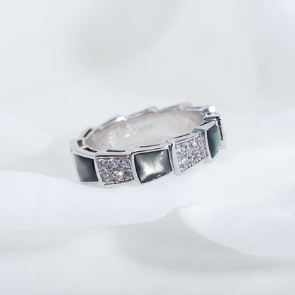 [Marins]SERPENTI RING SILVER DIAMOND BLACK MOP 4MM