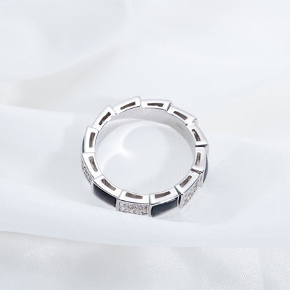 [Marins]SERPENTI RING SILVER DIAMOND BLACK MOP 4MM