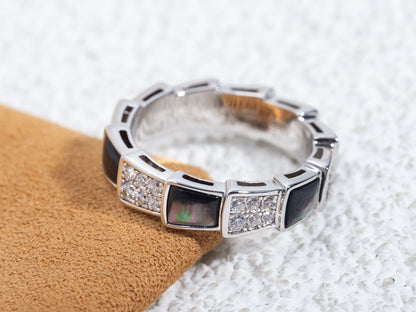 [Marins]SERPENTI RING SILVER DIAMOND BLACK MOP 4MM