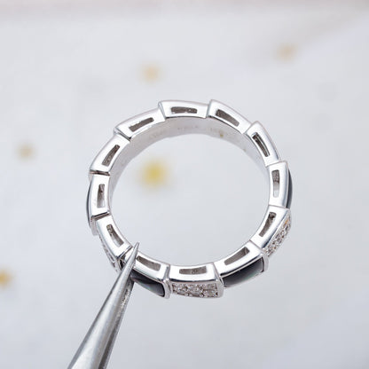 [Marins]SERPENTI RING SILVER DIAMOND BLACK MOP 4MM