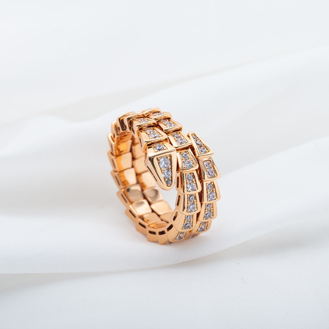 [Marins]SERPENTI RING PINK GOLD DIAMOND DOUBLE ROW