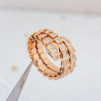 [Marins]SERPENTI RING PINK GOLD DIAMOND DOUBLE ROW