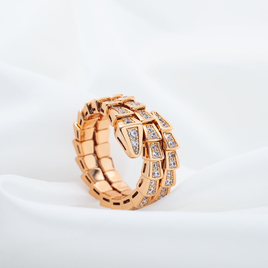 [Marins]SERPENTI RING PINK GOLD DIAMOND DOUBLE ROW