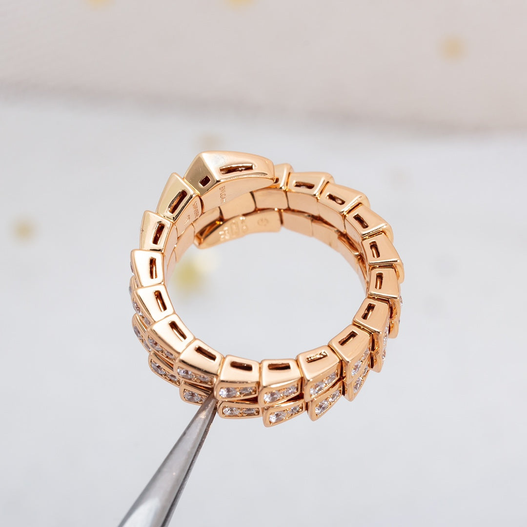 [Marins]SERPENTI RING PINK GOLD DIAMOND DOUBLE ROW