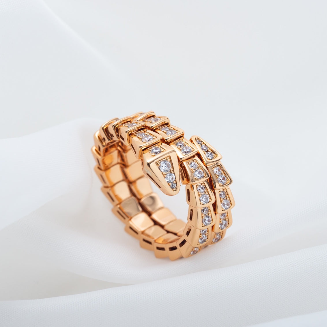 [Marins]SERPENTI RING PINK GOLD DIAMOND DOUBLE ROW