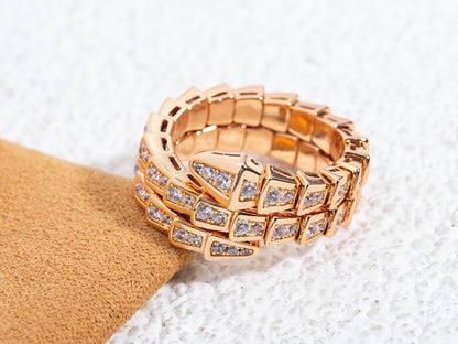 [Marins]SERPENTI RING PINK GOLD DIAMOND DOUBLE ROW