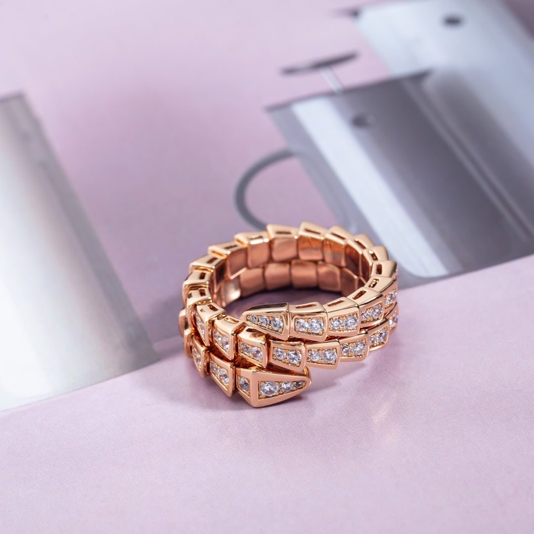 [Marins]SERPENTI RING PINK GOLD DIAMOND DOUBLE ROW