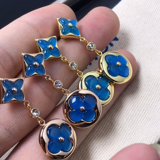 [Marins]STAR AND SUN AGATE DIAMOND EARRINGS