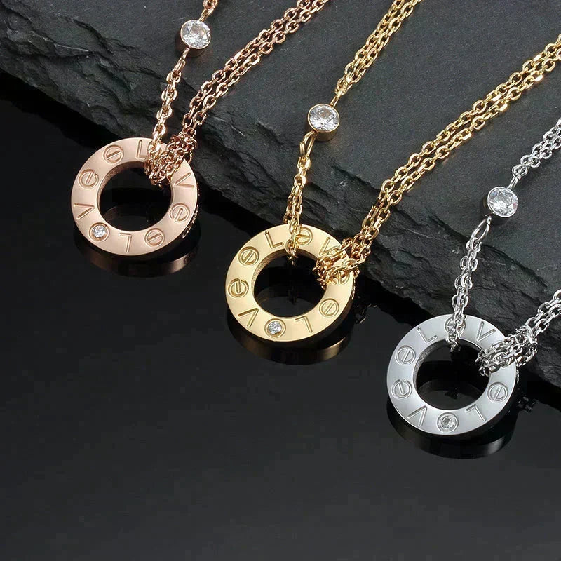 [Marins]LOVE NECKLACE 16MM 2 DIAMONDS