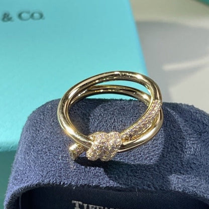 [Marins]KNOT RING DOUBLE ROW GOLD DIAMOND