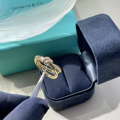 [Marins]KNOT RING DOUBLE ROW GOLD DIAMOND