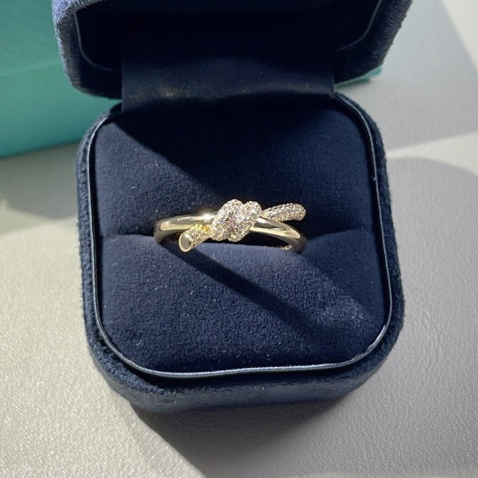 [Marins]KNOT RING DOUBLE ROW GOLD DIAMOND