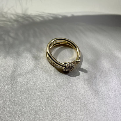 [Marins]KNOT RING DOUBLE ROW GOLD DIAMOND