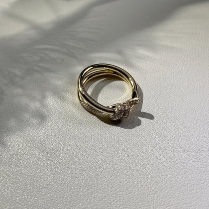 [Marins]KNOT RING DOUBLE ROW GOLD DIAMOND