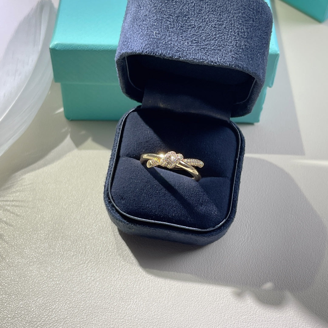 [Marins]KNOT RING DOUBLE ROW GOLD DIAMOND
