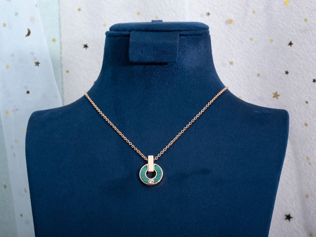 [Marins]GARI NECKLACE PINK GOLD MALACHITE