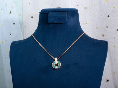 [Marins]GARI NECKLACE PINK GOLD MALACHITE