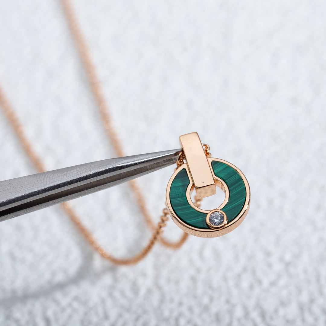 [Marins]GARI NECKLACE PINK GOLD MALACHITE