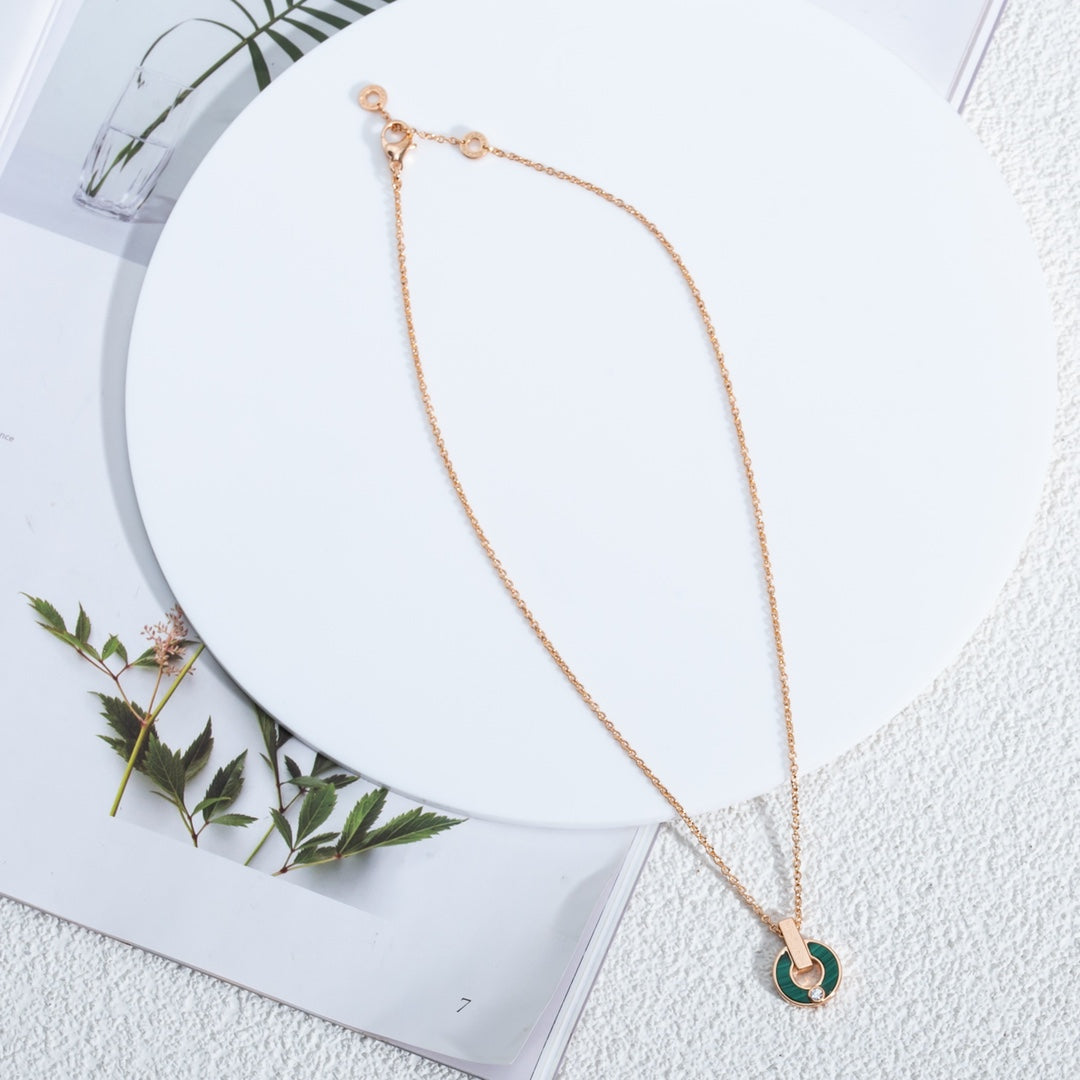 [Marins]GARI NECKLACE PINK GOLD MALACHITE