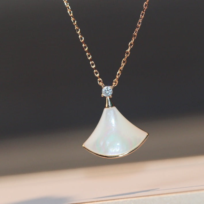 [Marins]DREAM NECKLACE WHITE MOP PINK GOLD 1 DIAMOND