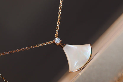 [Marins]DREAM NECKLACE WHITE MOP PINK GOLD 1 DIAMOND