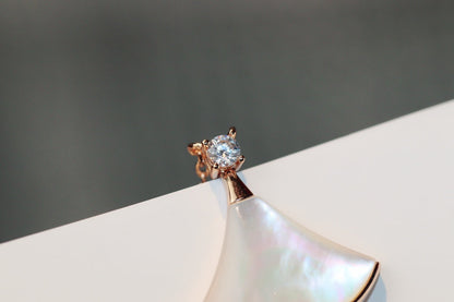 [Marins]DREAM NECKLACE WHITE MOP PINK GOLD 1 DIAMOND