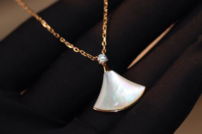 [Marins]DREAM NECKLACE WHITE MOP PINK GOLD 1 DIAMOND