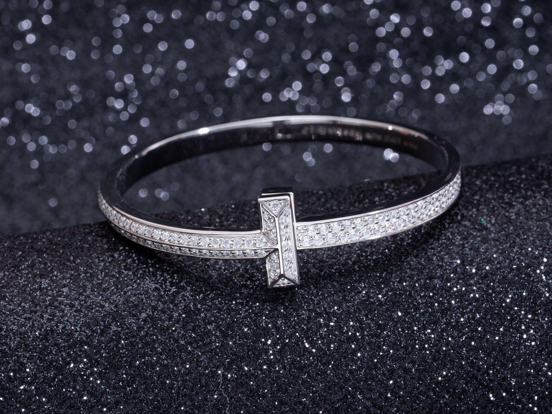 [Marins]WIDE DIAMONDS HINGED BANGLE SILVER