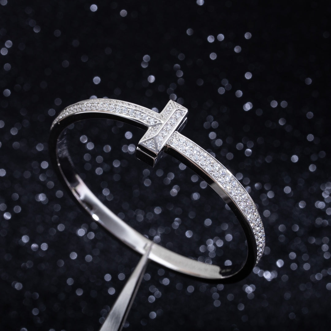 [Marins]WIDE DIAMONDS HINGED BANGLE SILVER