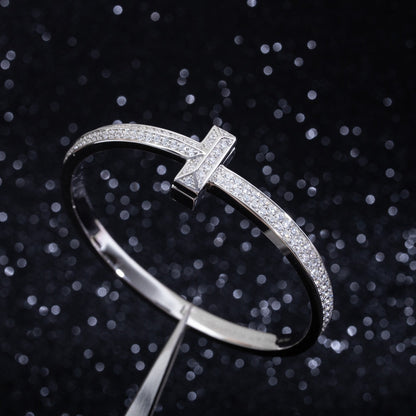[Marins]WIDE DIAMONDS HINGED BANGLE SILVER