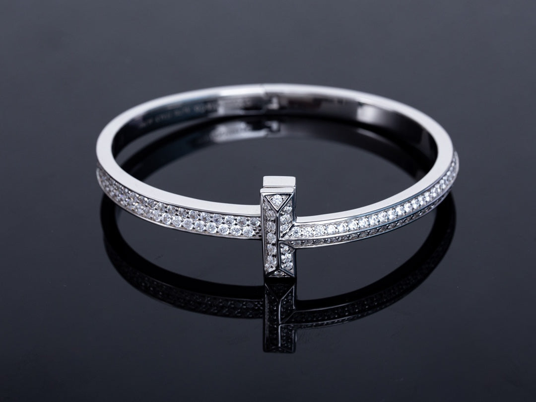 [Marins]WIDE DIAMONDS HINGED BANGLE SILVER