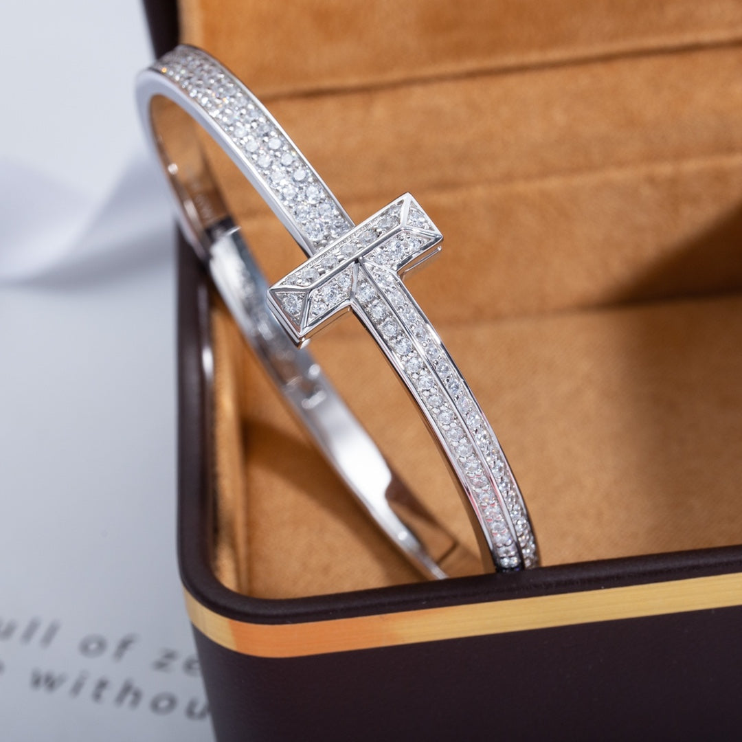 [Marins]WIDE DIAMONDS HINGED BANGLE SILVER