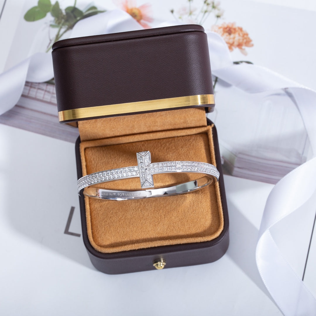 [Marins]WIDE DIAMONDS HINGED BANGLE SILVER