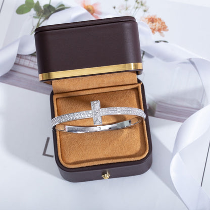[Marins]WIDE DIAMONDS HINGED BANGLE SILVER