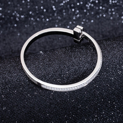 [Marins]WIDE DIAMONDS HINGED BANGLE SILVER