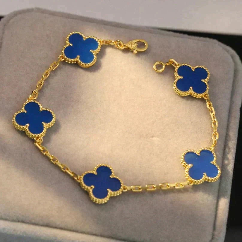 [Marins] CLOVER 5 MOTIF BLUE AGATE BRACELET COLLECTION