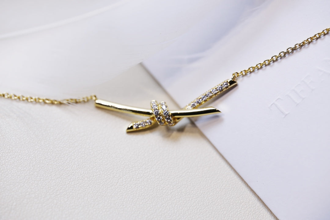 [Marins]KNOT NECKLACE GOLD DIAMONDS