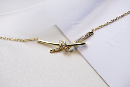[Marins]KNOT NECKLACE GOLD DIAMONDS