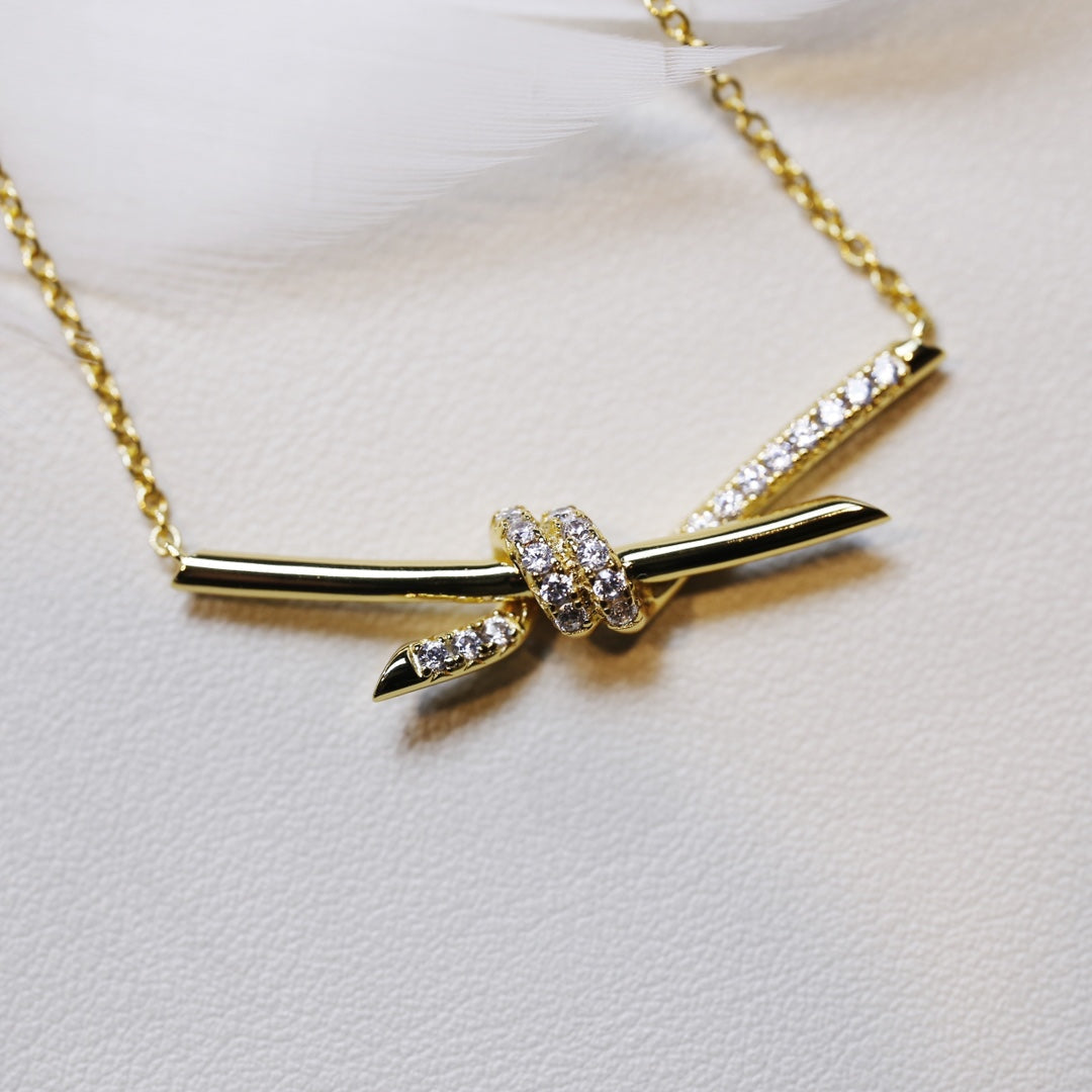 [Marins]KNOT NECKLACE GOLD DIAMONDS