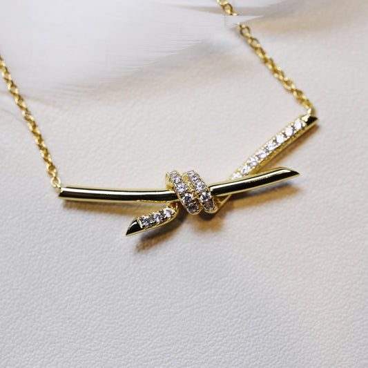 [Marins]KNOT NECKLACE GOLD DIAMONDS