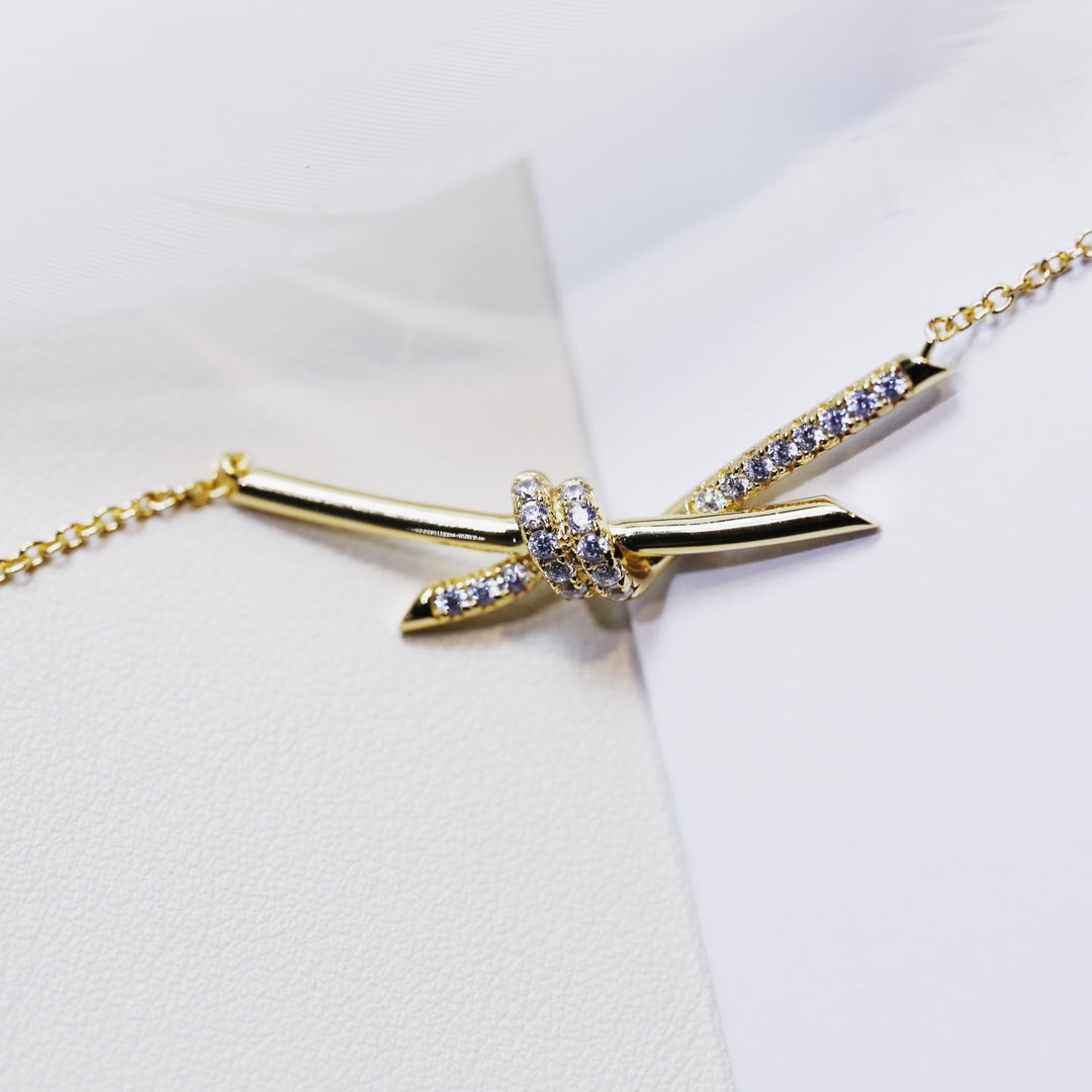 [Marins]KNOT NECKLACE GOLD DIAMONDS