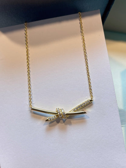 [Marins]KNOT NECKLACE GOLD DIAMONDS