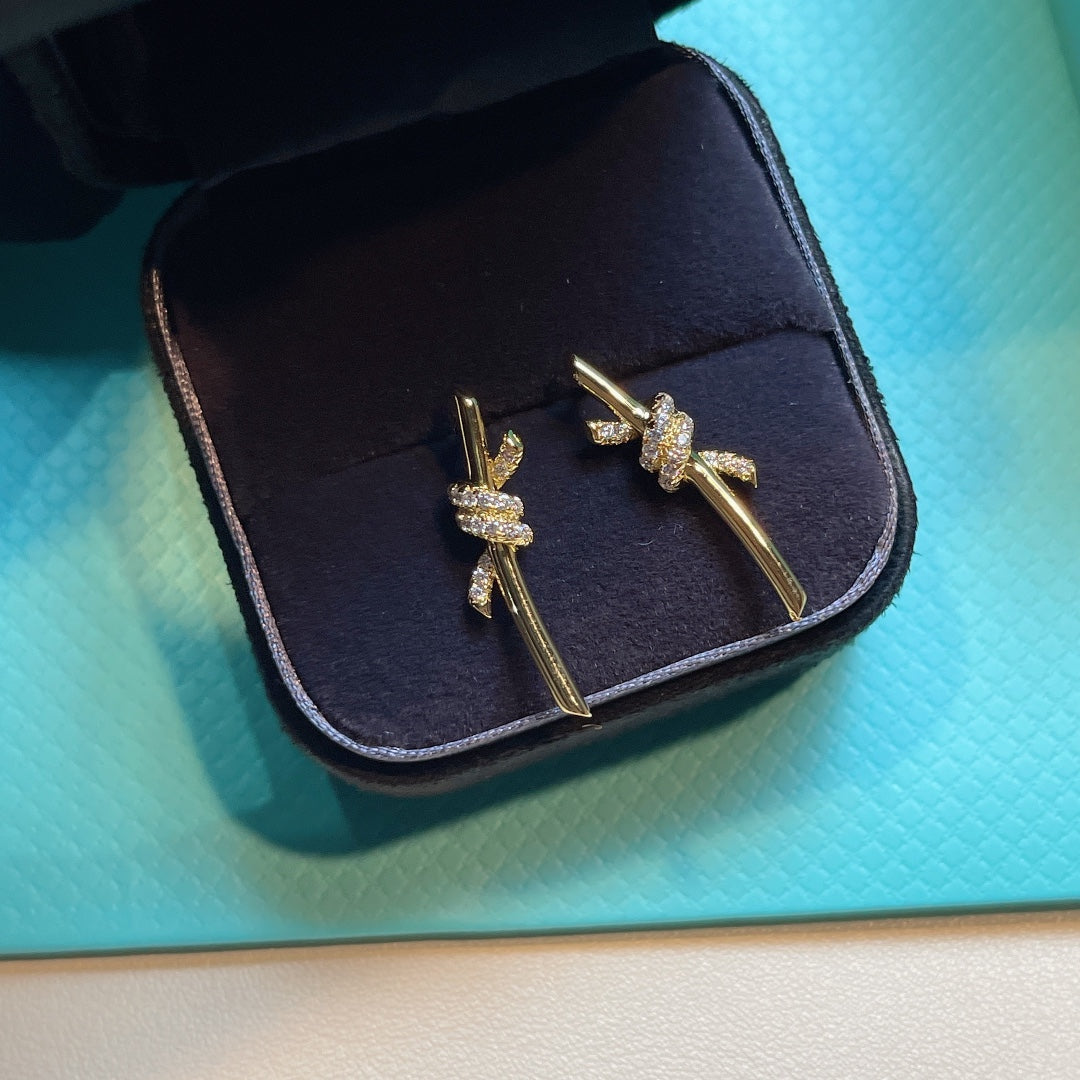 [Marins]KNOT EARRINGS GOLD DIAMOND