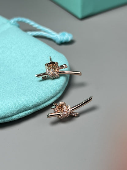 [Marins]KNOT EARRINGS PINK GOLD DIAMOND