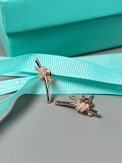 [Marins]KNOT EARRINGS PINK GOLD DIAMOND