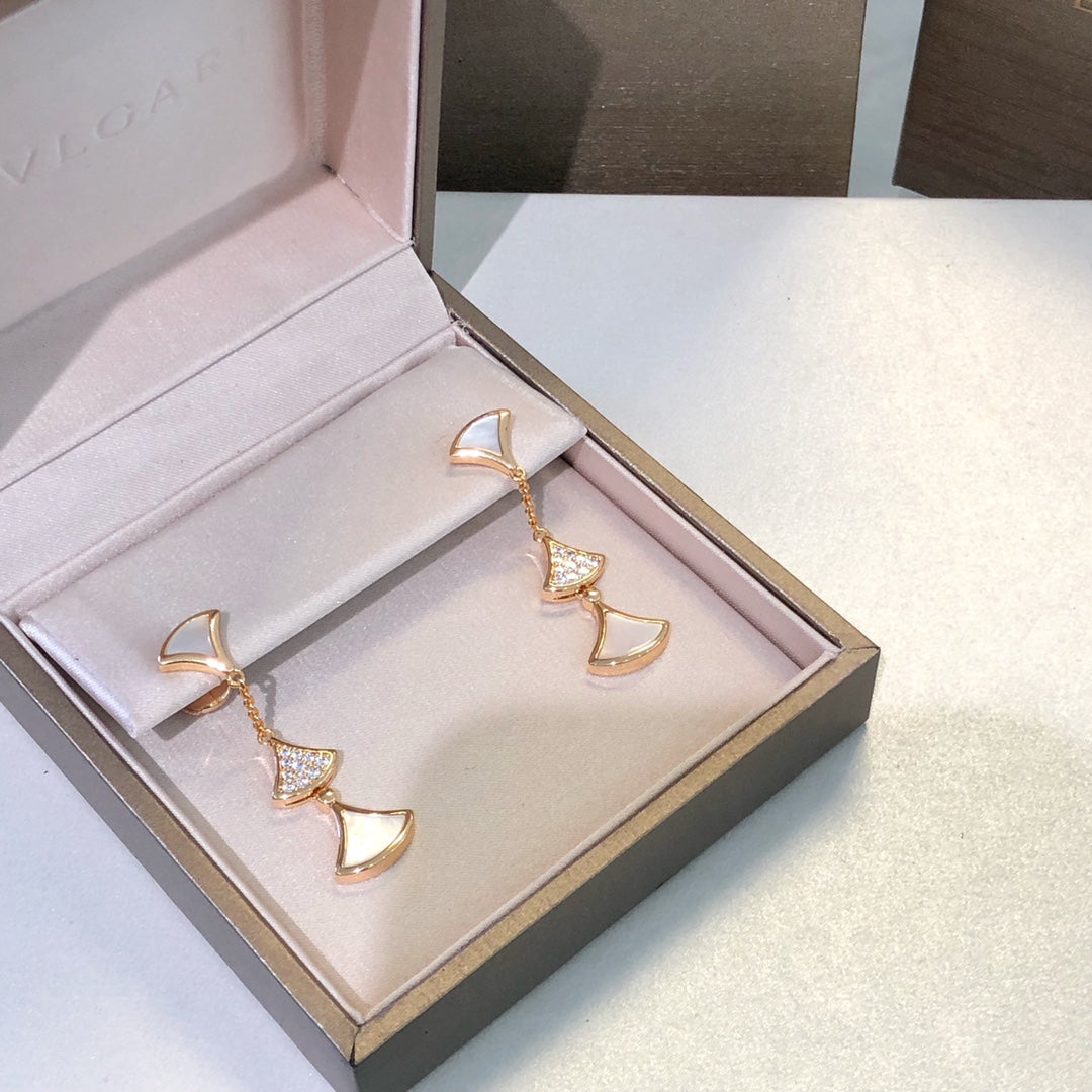 [Marins]DREAM EARRINGS 3 MOTIFS DIAMOND MOP PINK GOLD